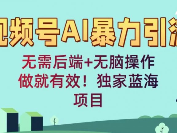 视频号AI暴力引流:无需后端+无脑操作,做就有效!独家蓝海项目